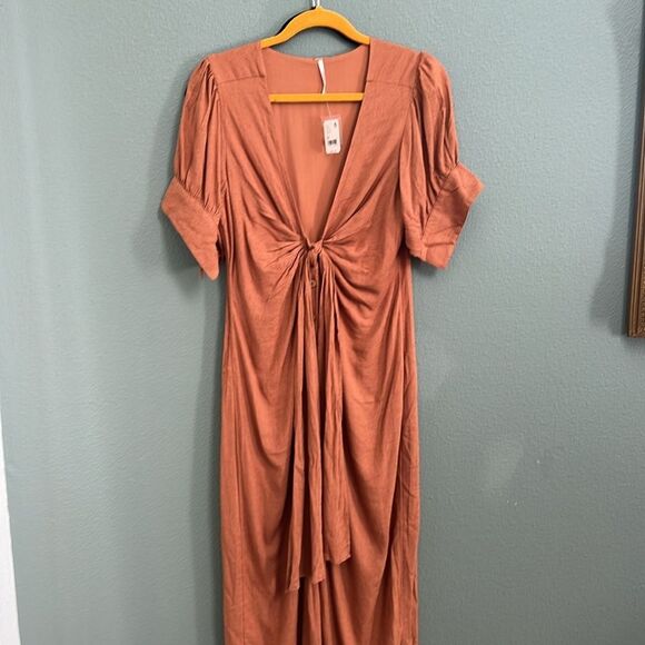 NEW Free People Vintage Summer Midi Dress Sz M Rust - Picture 4 of 13